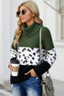 Turtleneck Splicing Chunky Knit Pullover Sweater